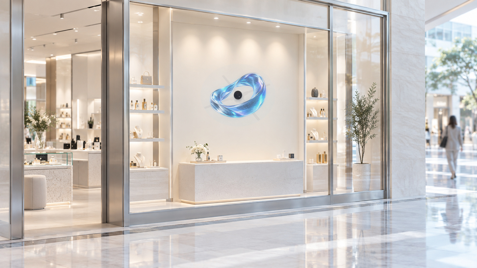 Z3 hologram fan display concept in a light-filled retail window